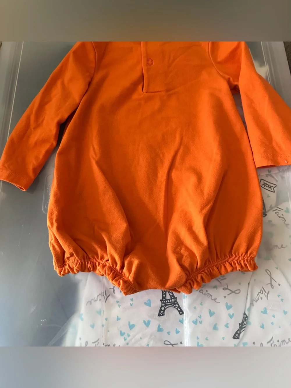 Baby Cat & Jack Pumpkin outfit 3-6 months perfect for  Halloween small flaw